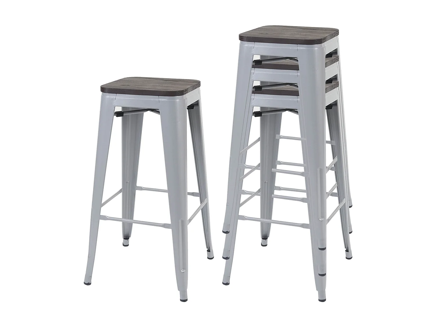 Tabouret de bar MCW-A73 (lot de 4),  gris