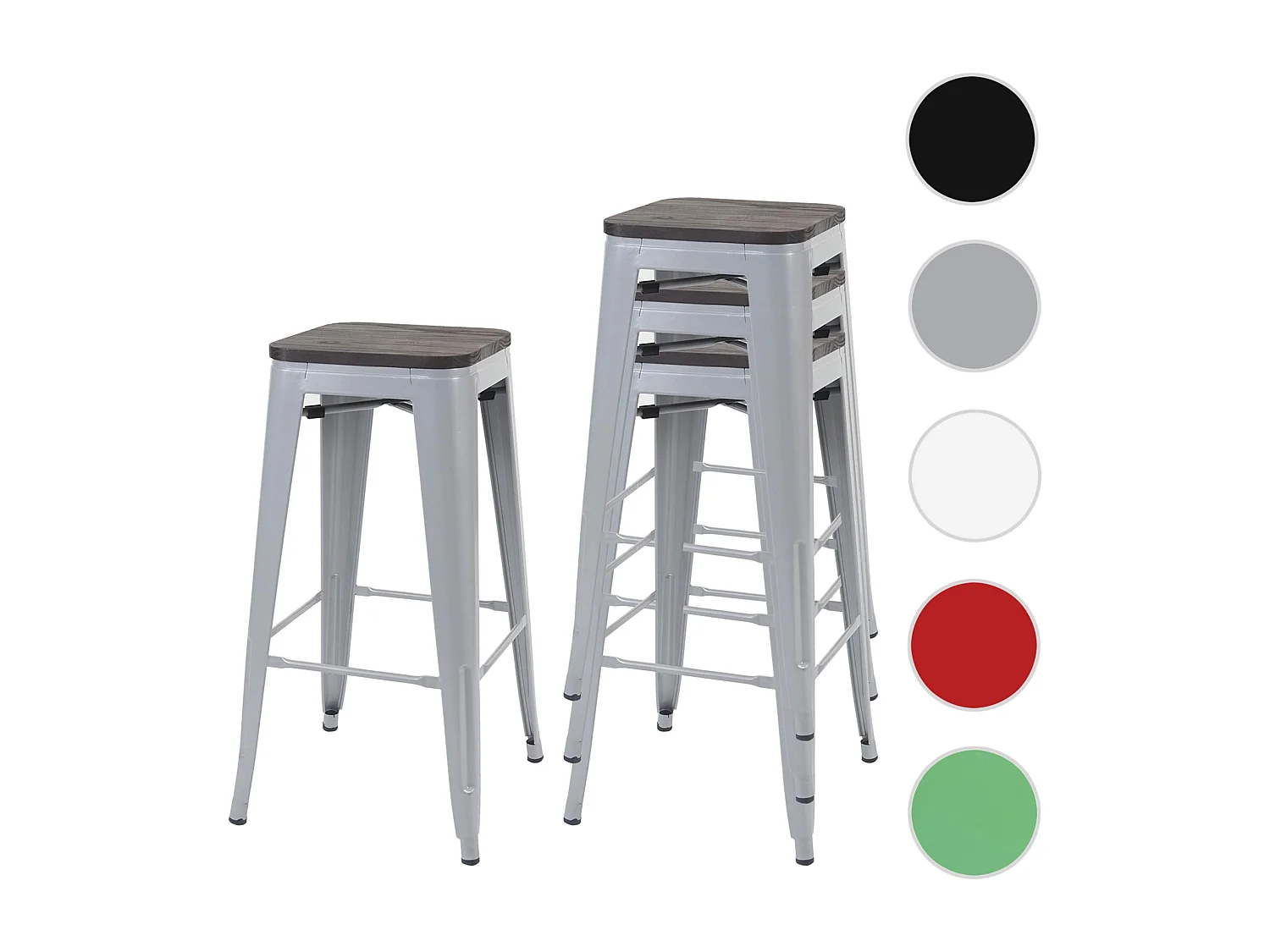Tabouret de bar MCW-A73 (lot de 4),  gris