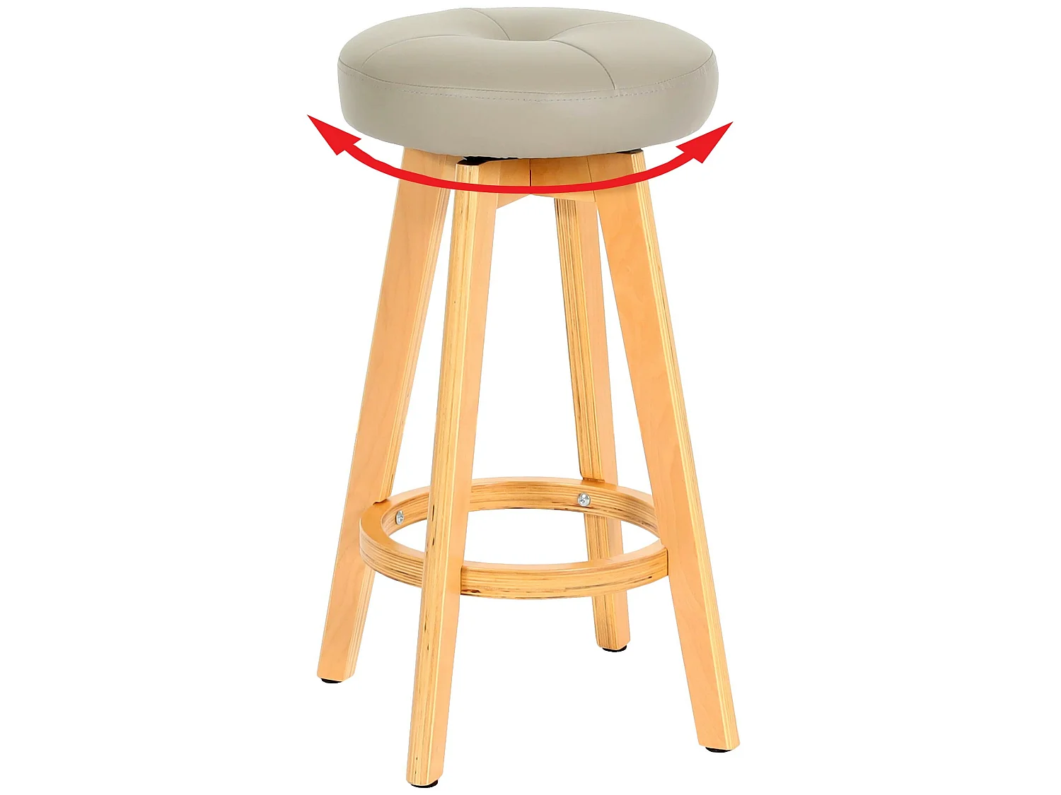 Tabouret de bar Boras pivotant,  taupe, pieds clairs