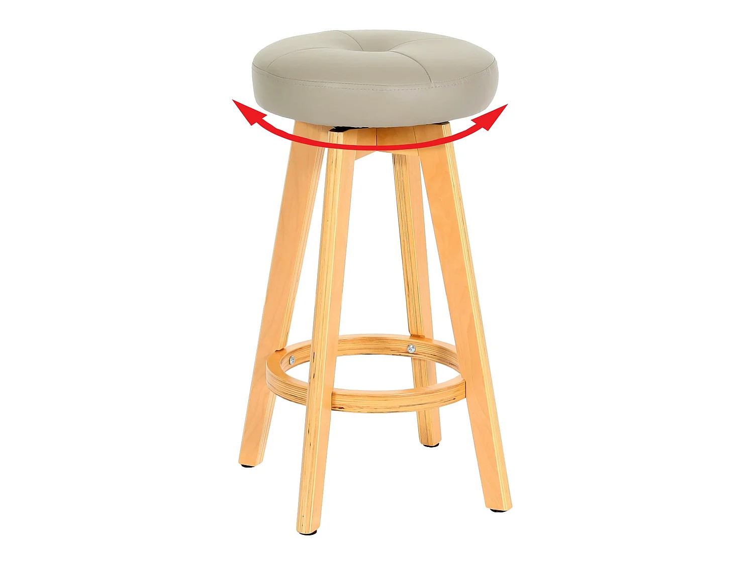 Tabouret de bar Boras pivotant,  taupe, pieds clairs