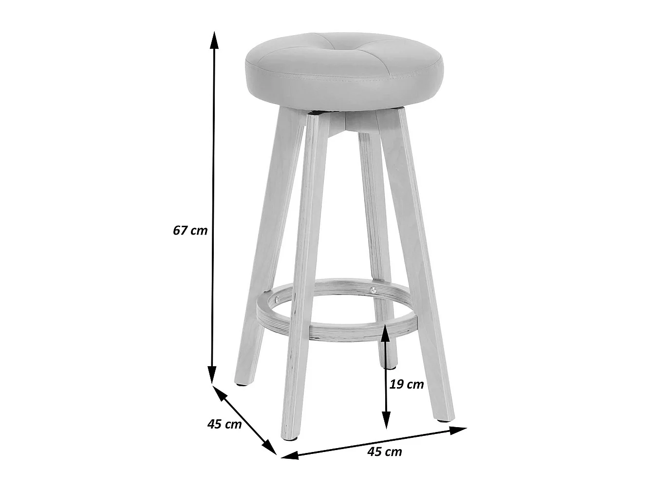 Tabouret de bar Boras pivotant,  taupe, pieds clairs