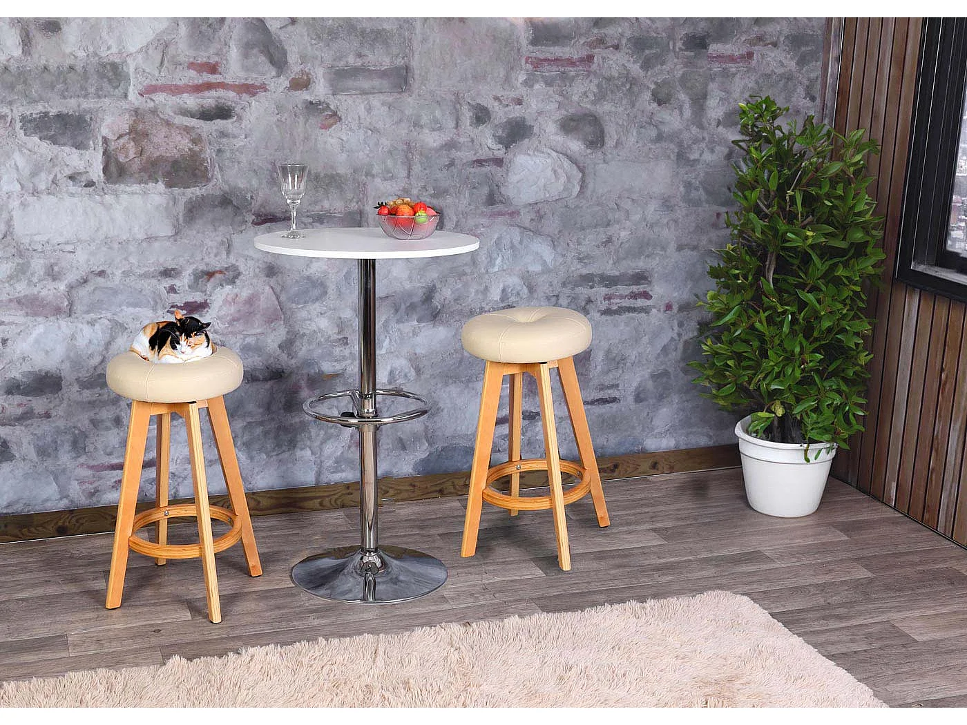 Boras swivel bar stool,  taupe, light-coloured legs