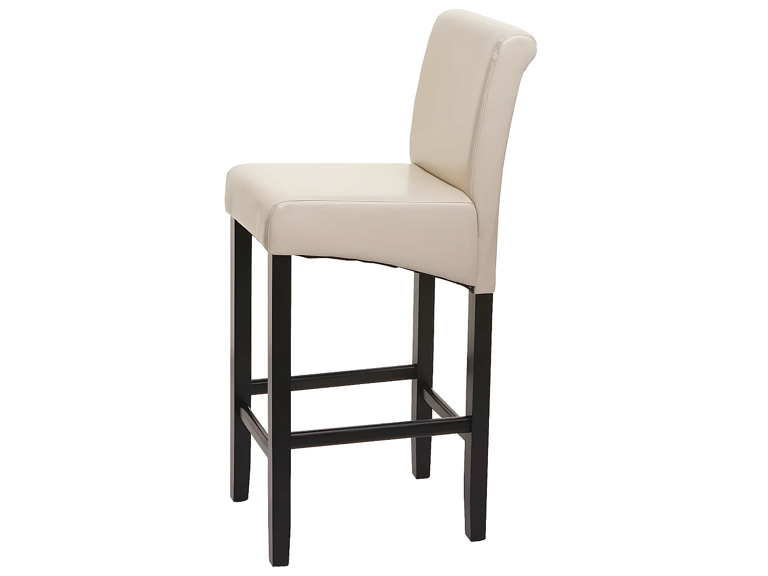 Tabouret de bar MCW-C33,  crème, pieds foncés, simili cuir