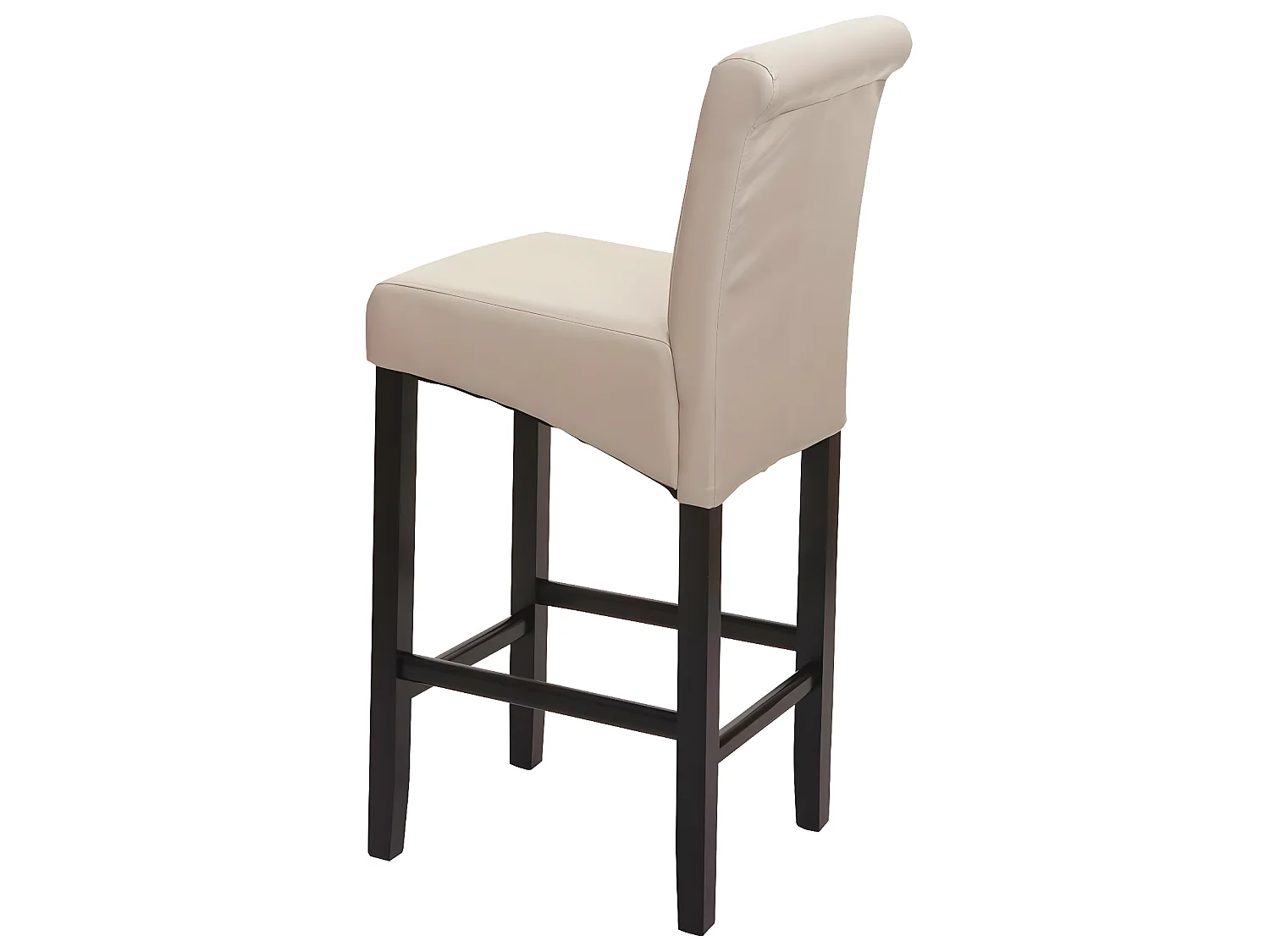 Tabouret de bar MCW-C33,  crème, pieds foncés, simili cuir