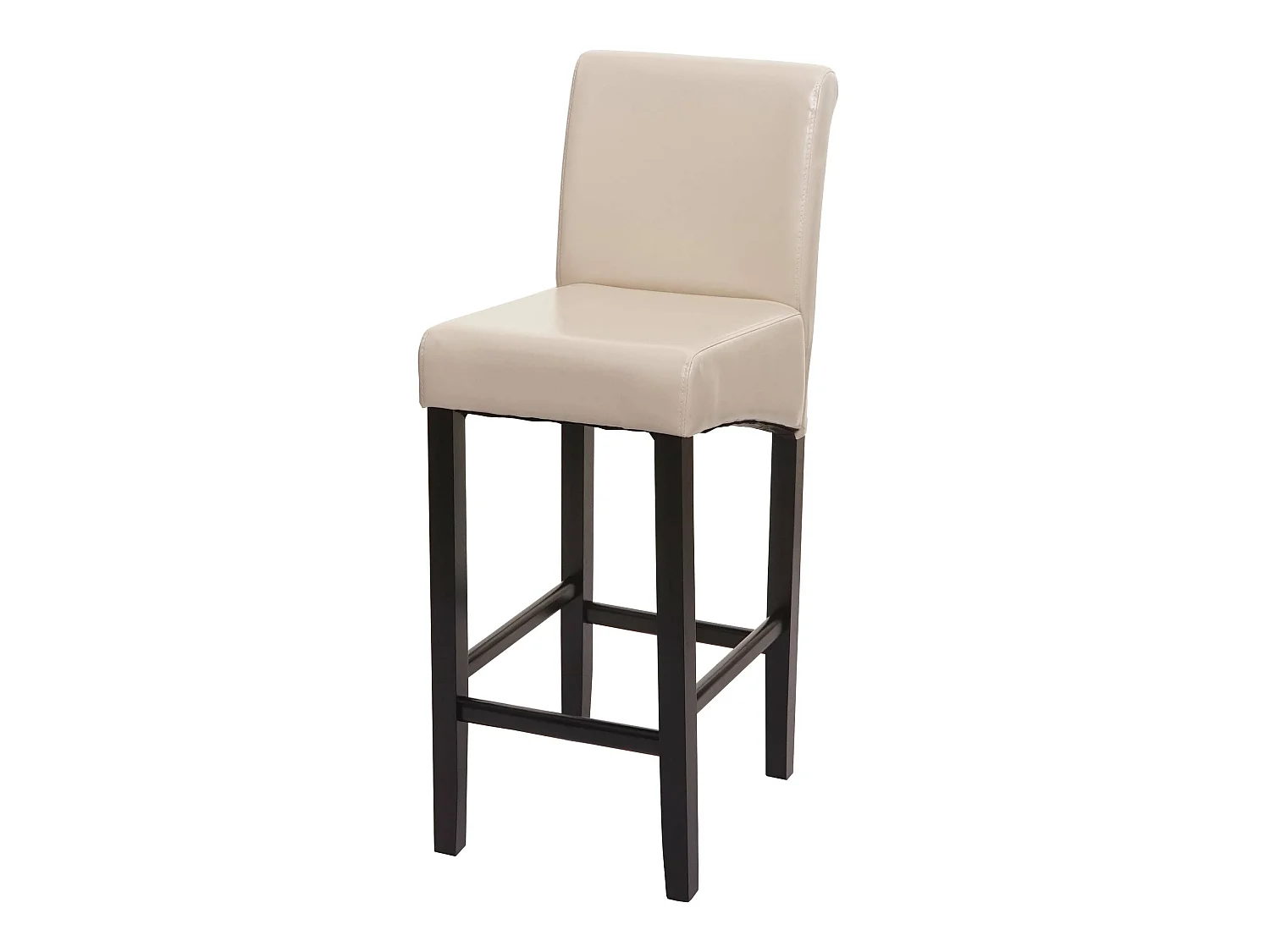 Tabouret de bar MCW-C33,  crème, pieds foncés, simili cuir