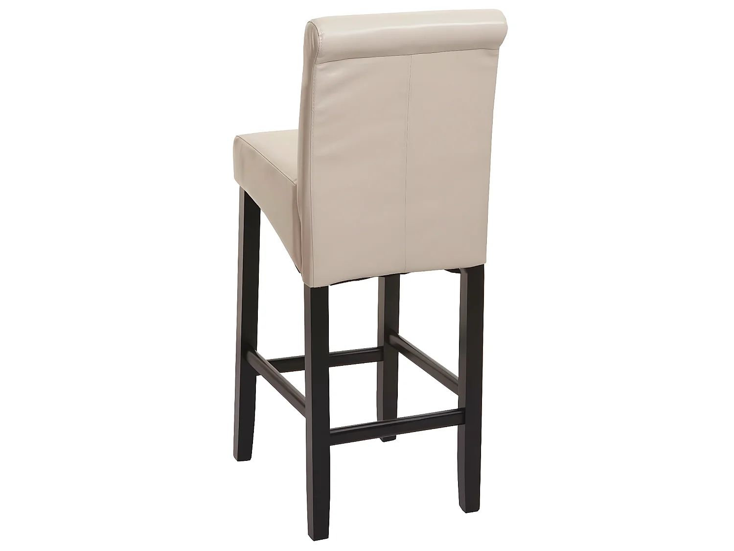 Tabouret de bar MCW-C33,  crème, pieds foncés, simili cuir