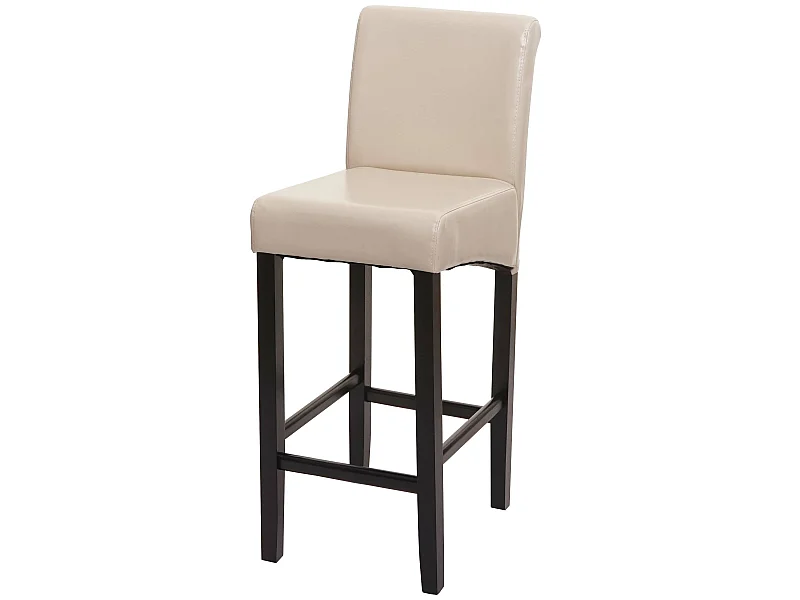Tabouret de bar MCW-C33,  crème, pieds foncés, simili cuir