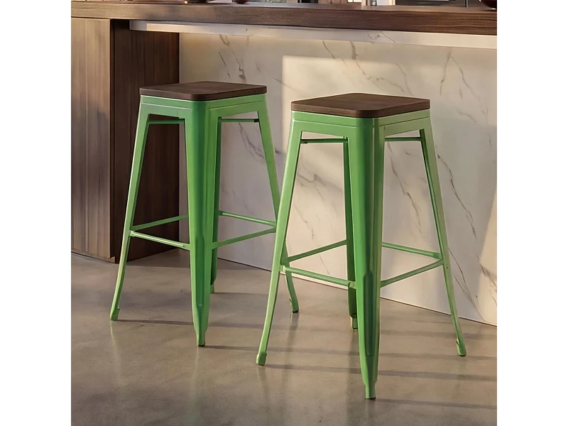 Tabouret de bar MCW-A73 (lot de 2),  vert