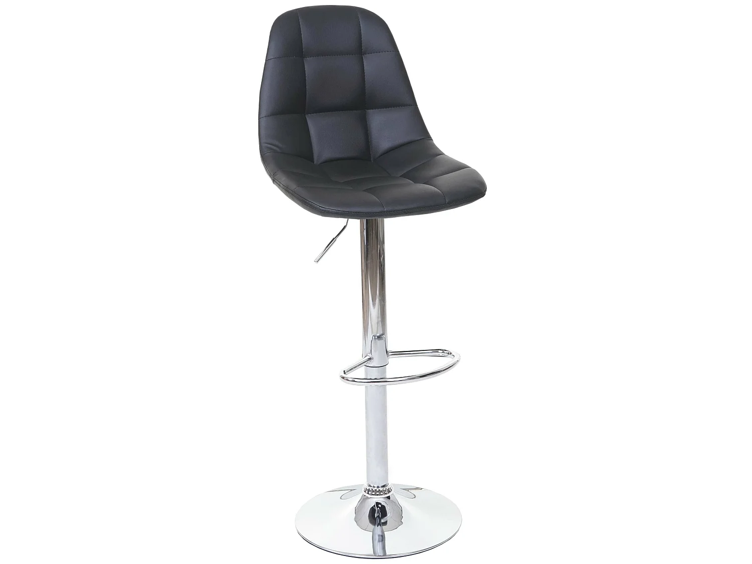 Tabouret de bar MCW-A67,  similicuir noir, pied chromé