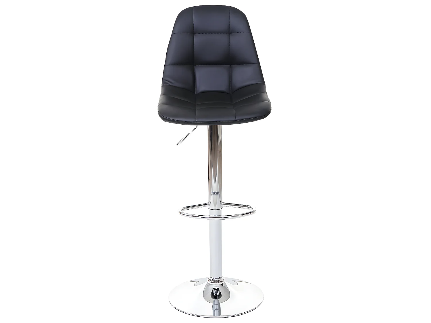Tabouret de bar MCW-A67,  similicuir noir, pied chromé