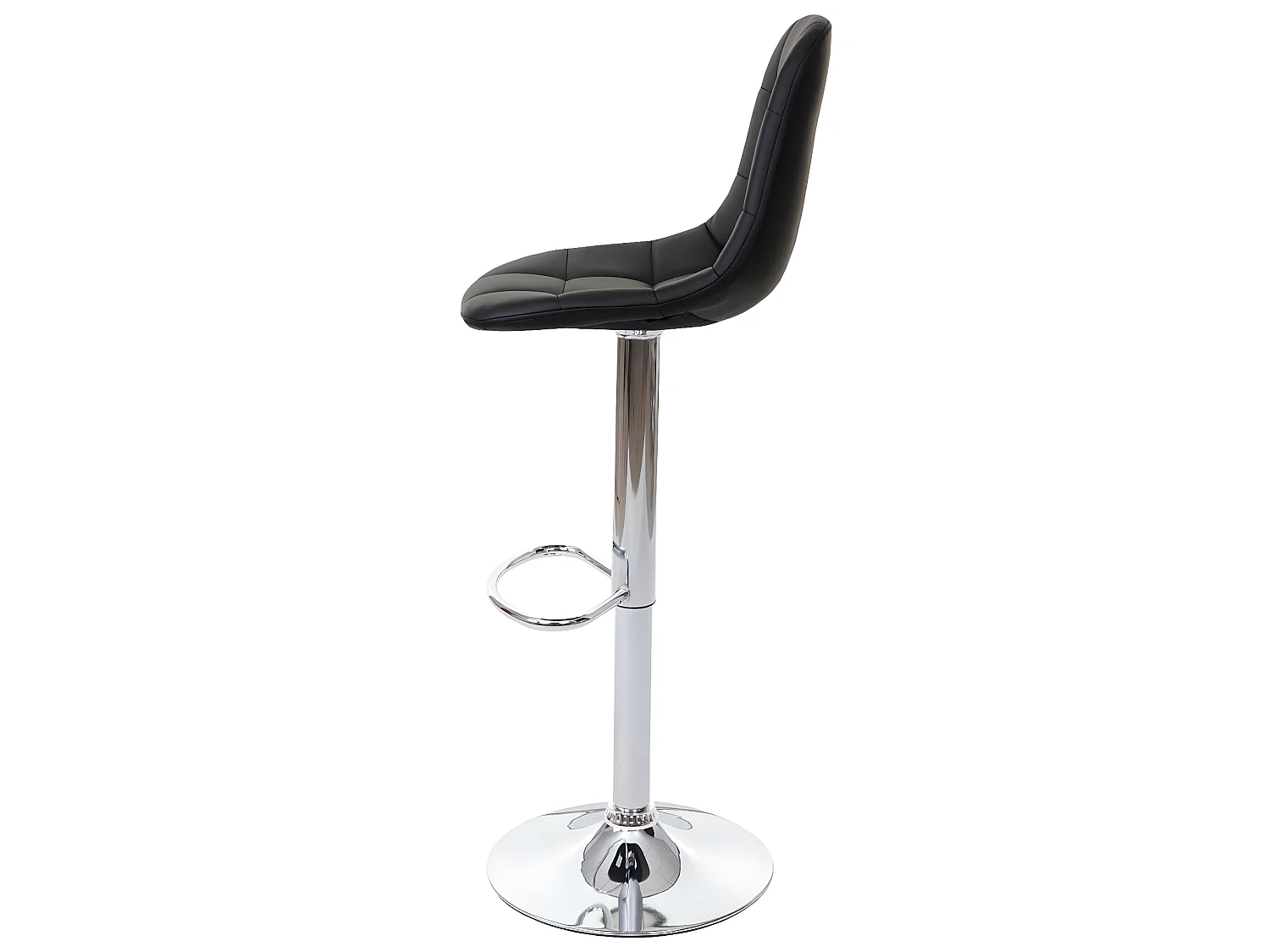 Tabouret de bar MCW-A67,  similicuir noir, pied chromé