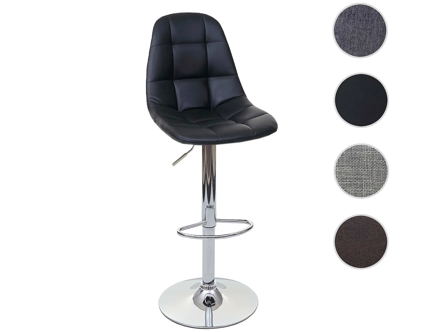 Tabouret de bar MCW-A67,  similicuir noir, pied chromé