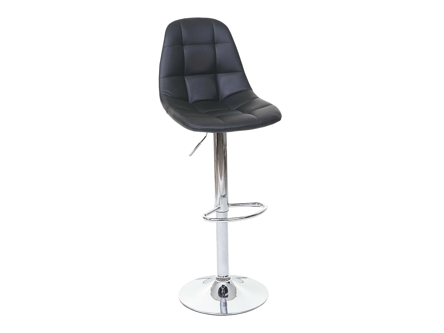 Tabouret de bar MCW-A67,  similicuir noir, pied chromé