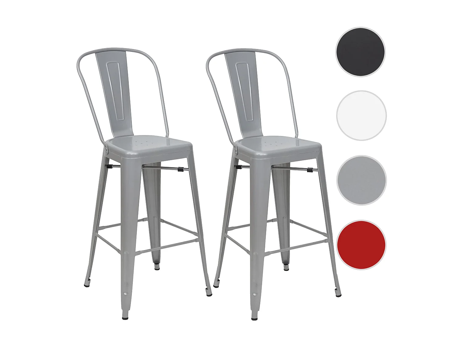 Barhocker MCW-A73 Metall (2er-Set), Grau