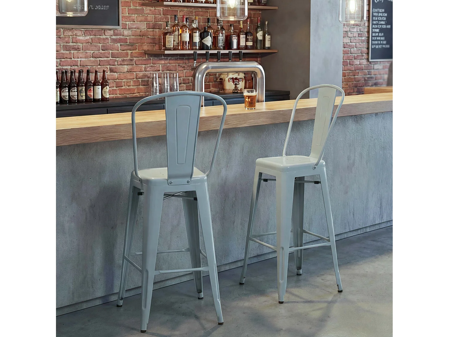 Stołki barowe MCW-A73 metalowe (zestaw 2 szt.),  szare