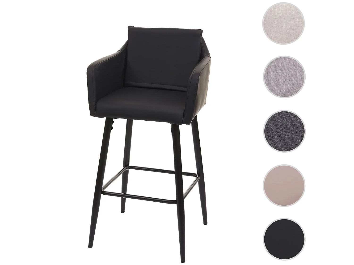 Barkruk MCW-H93,  kunstleer zwart