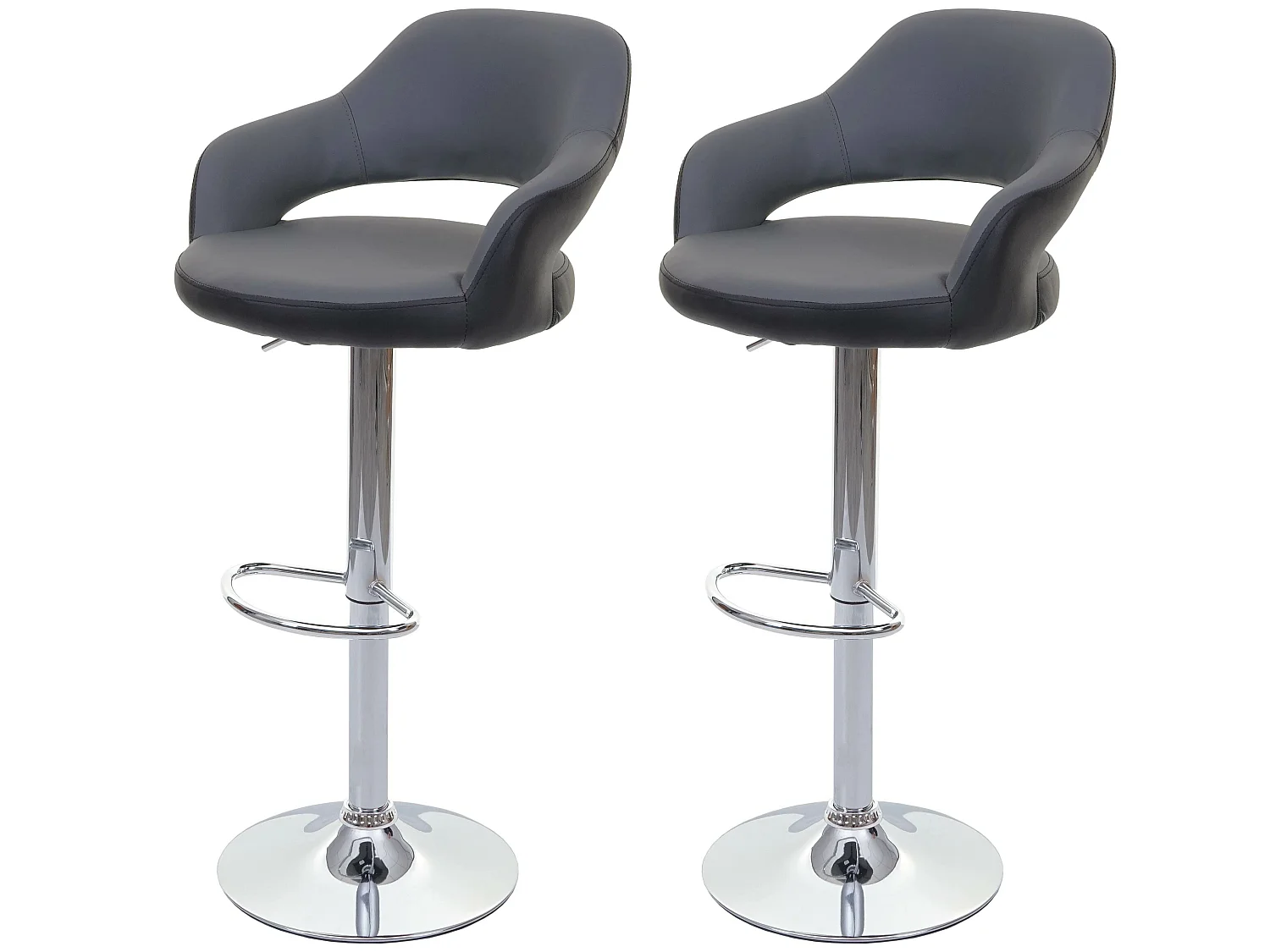 Barkruk MCW-F16 (set van 2),  grijs-zwart