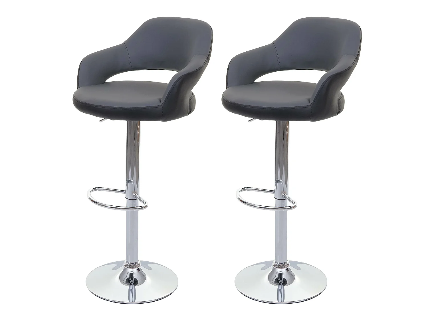 Tabouret de bar MCW-F16 (lot de 2),  gris/blanc