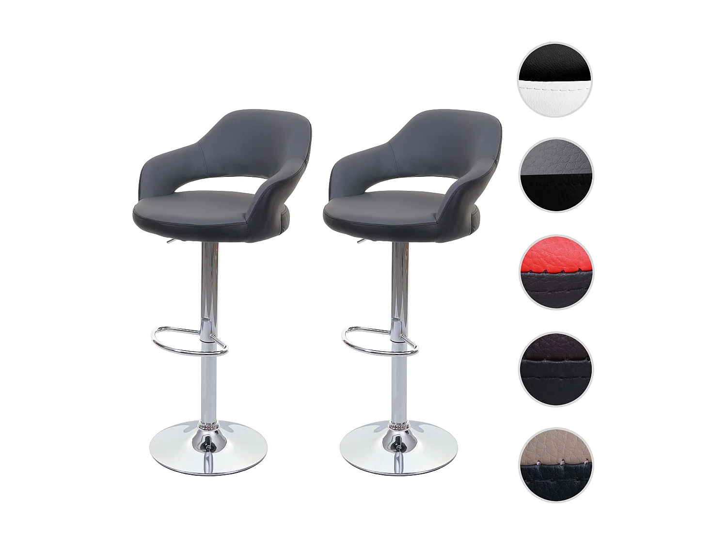 Stołek barowy MCW-F16 (zestaw 2 szt.),  szaro-czarny