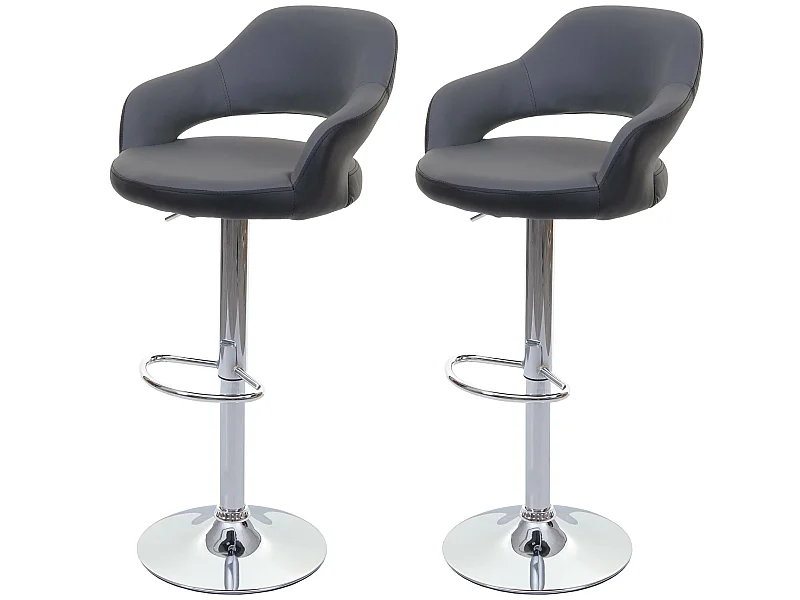 Barhocker MCW-F16 (2er-Set), Grau-schwarz