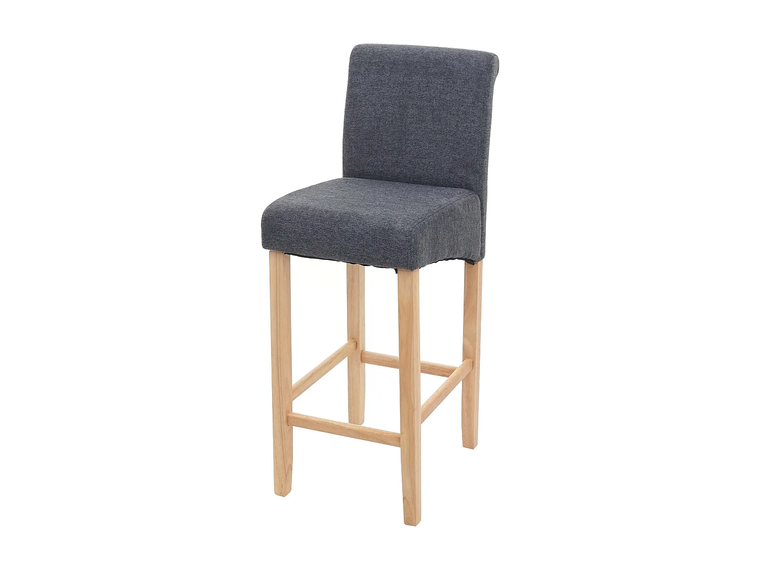Tabouret de bar MCW-C33,  gris foncé, pieds clairs, tissu/textile