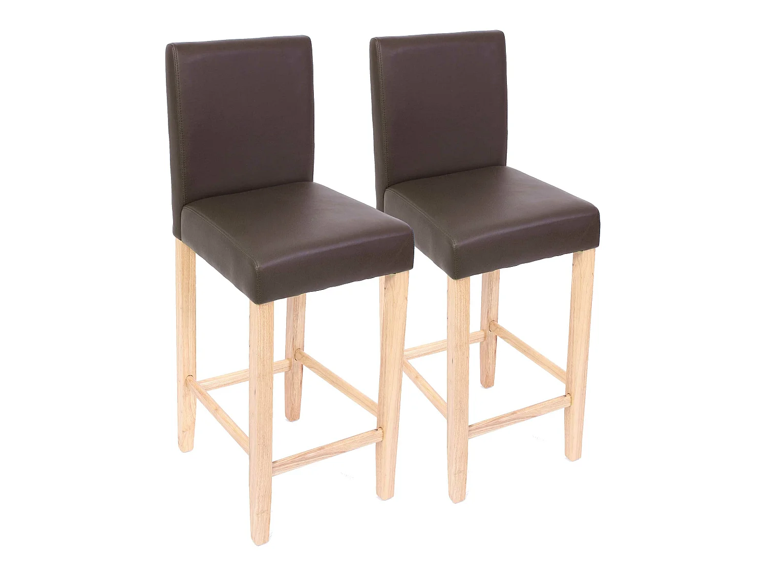 Tabouret de bar Cesena (lot de 2) Cuir,  marron/pieds clairs