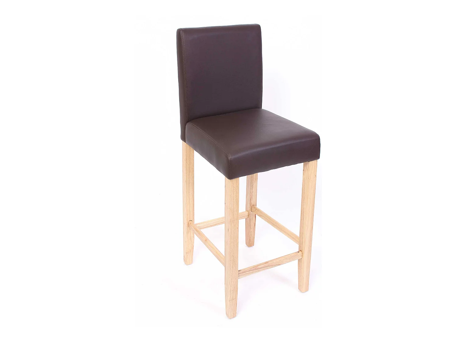 Tabouret de bar Cesena (lot de 2) Cuir,  marron/pieds clairs