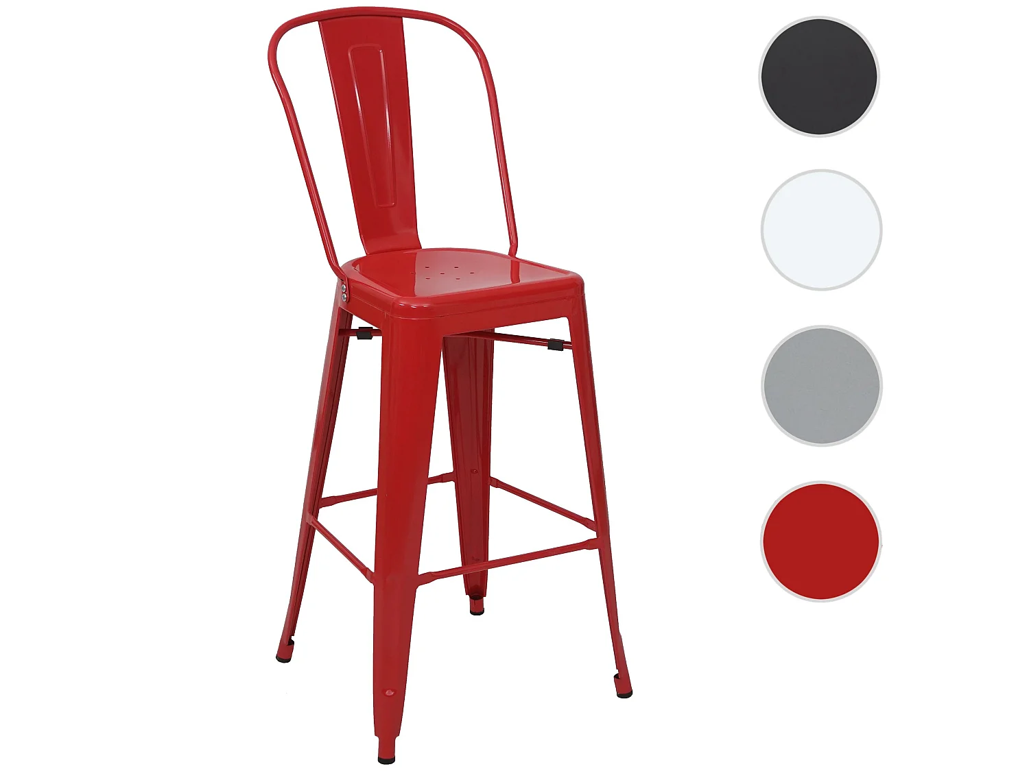 Tabouret de bar MCW-A73 Métal,  rouge