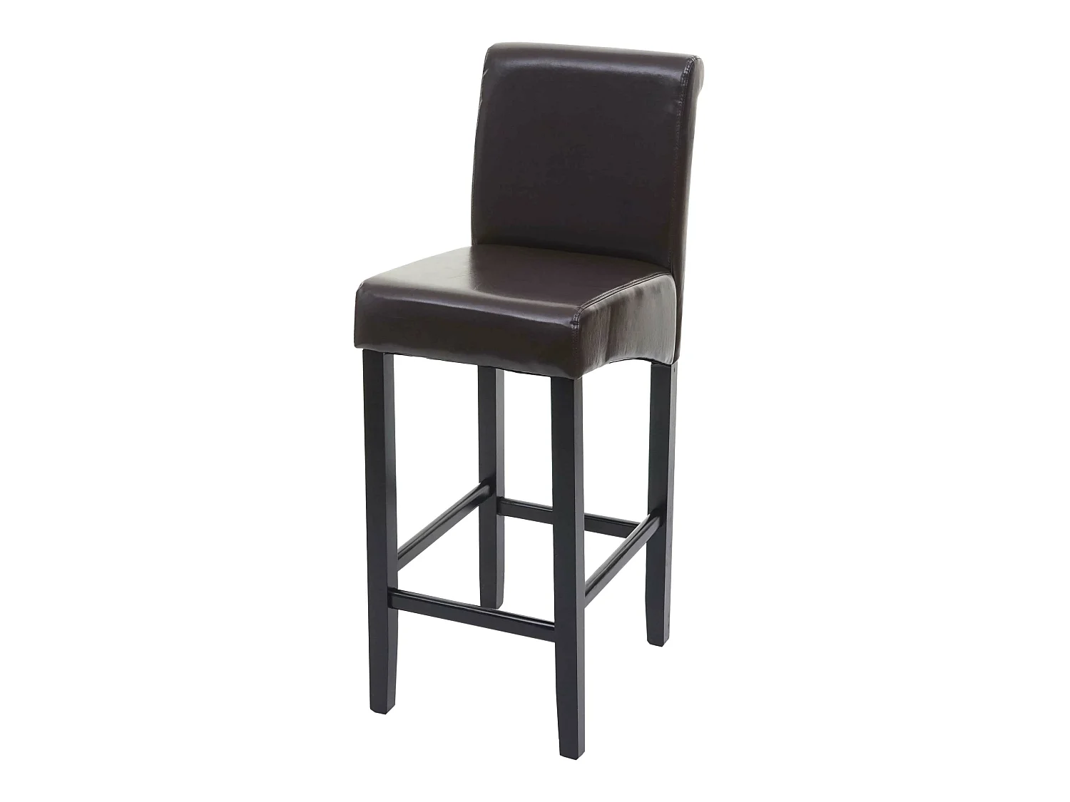 Tabouret de bar MCW-C33,  brun, pieds foncés, cuir