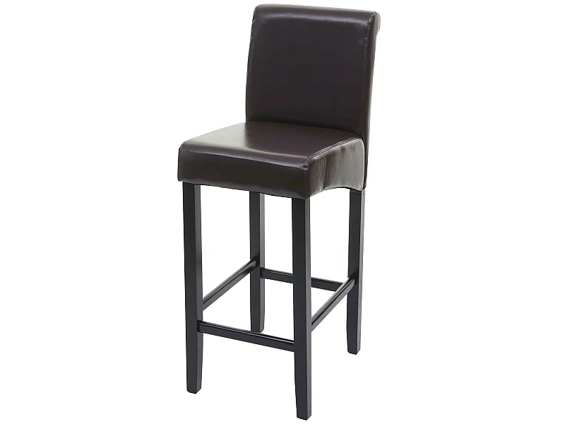 Tabouret de bar MCW-C33,  brun, pieds foncés, cuir
