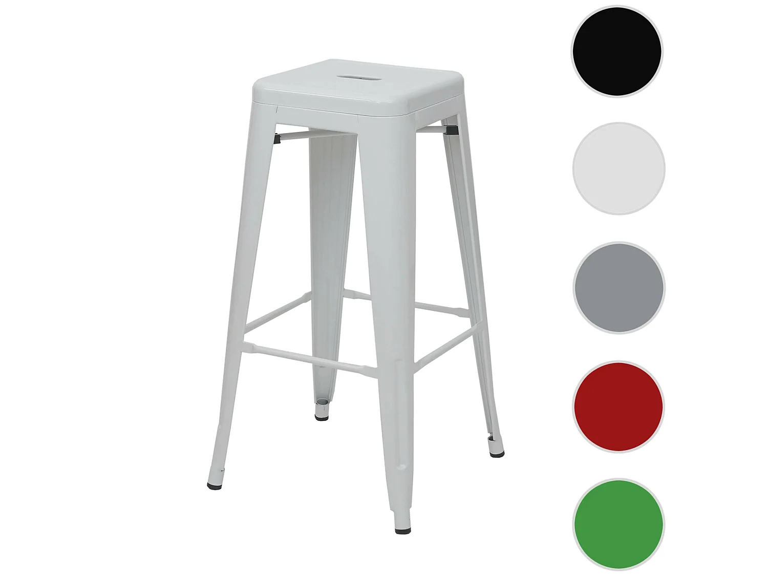 Tabouret de bar MCW-A73 Métal empilable,  blanc