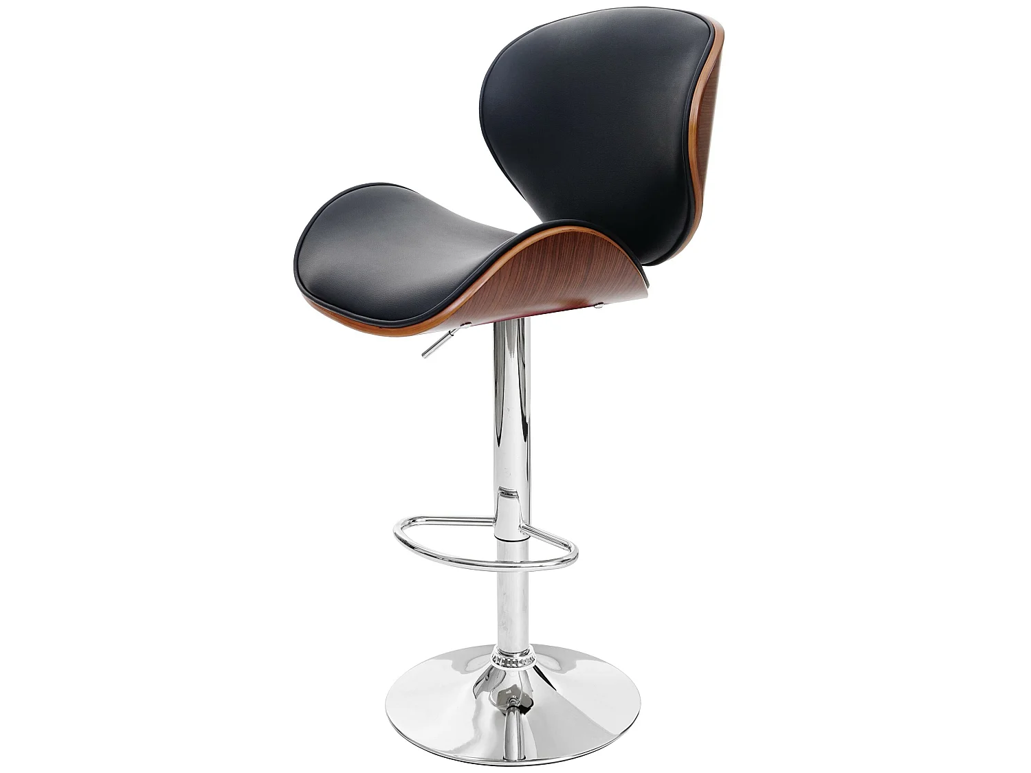 Barkruk Arklow,  walnoot look, kunstleer zwart