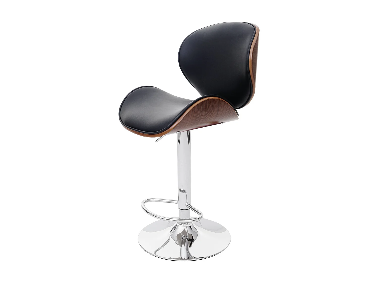 Taburete de bar Arklow,  aspecto nogal, imitación cuero negro