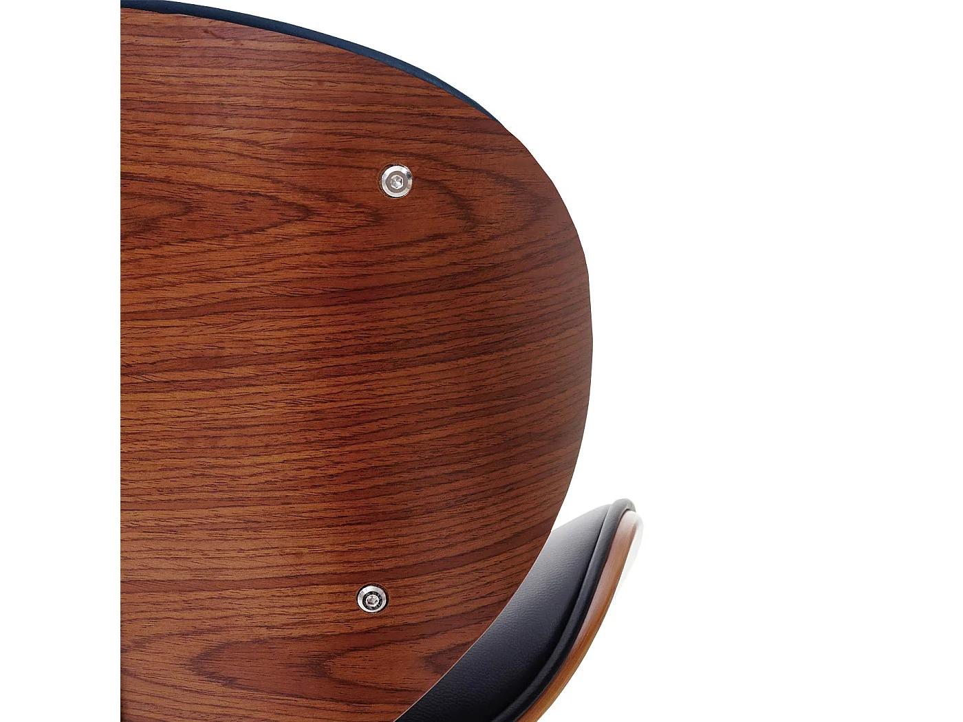 Taburete de bar Arklow,  aspecto nogal, imitación cuero negro