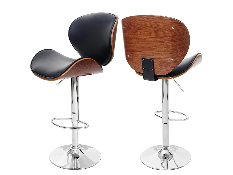 Barhocker Arklow, Walnuss-Optik, Kunstleder schwarz