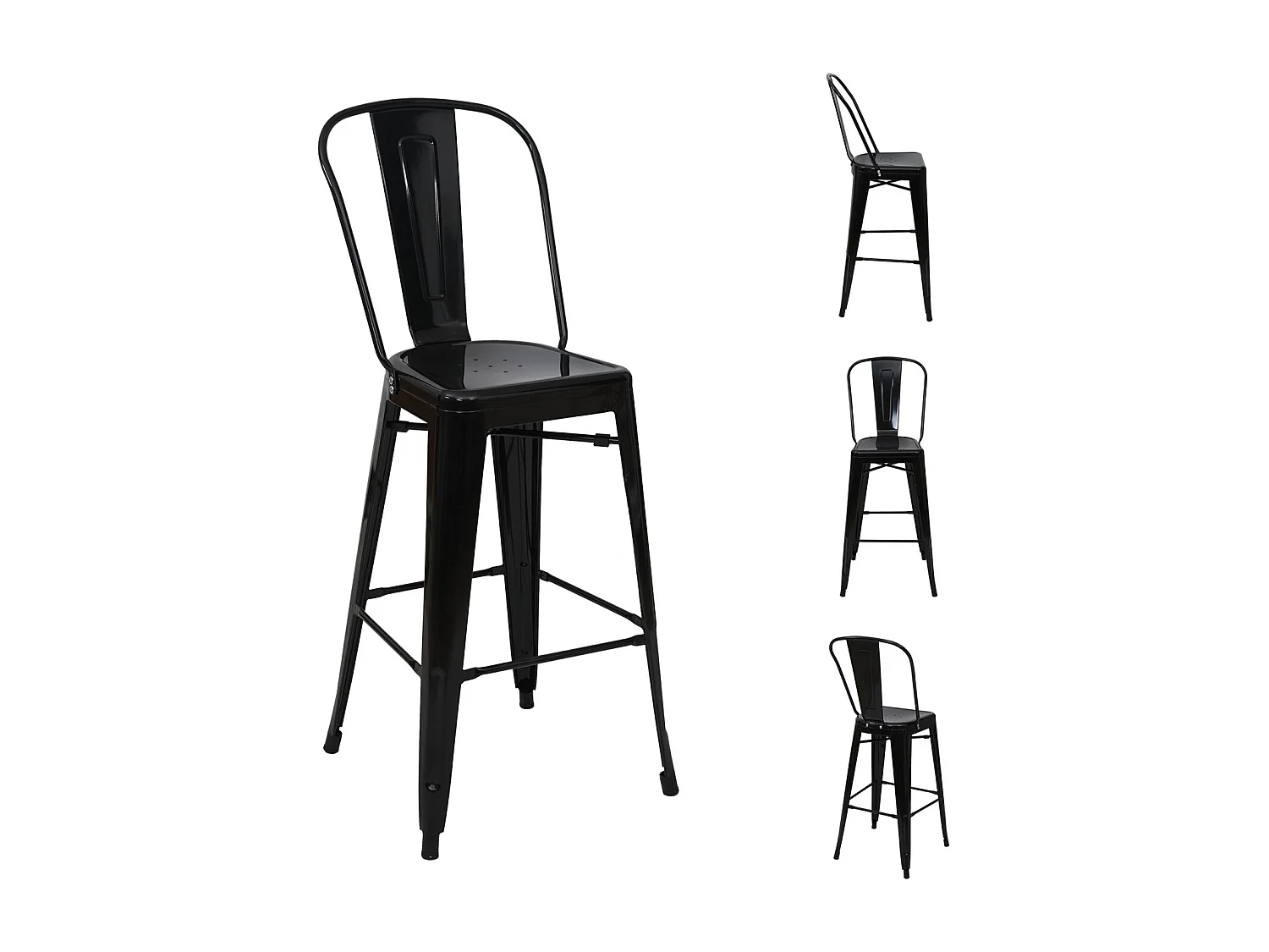 Metalowy stołek barowy MCW-A73 (zestaw 4 sztuk),  czarny