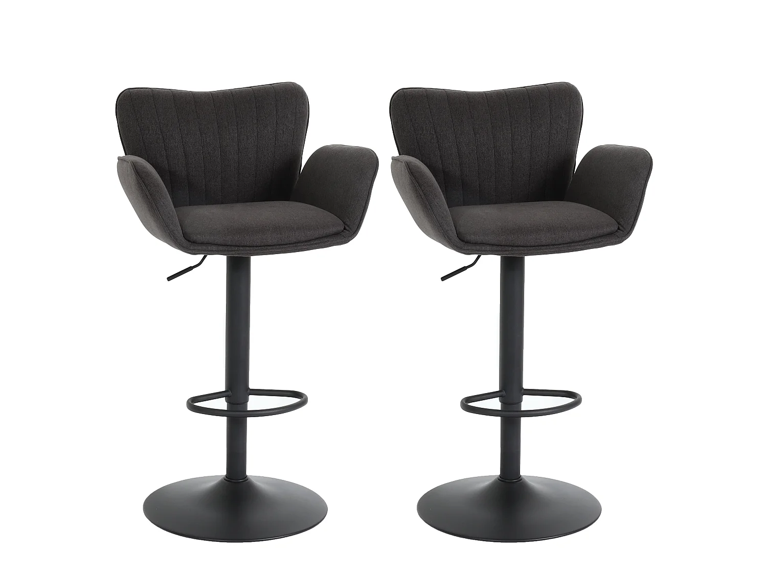 Tabouret de bar MCW-M67 (lot de 2),  gris foncé pied noir