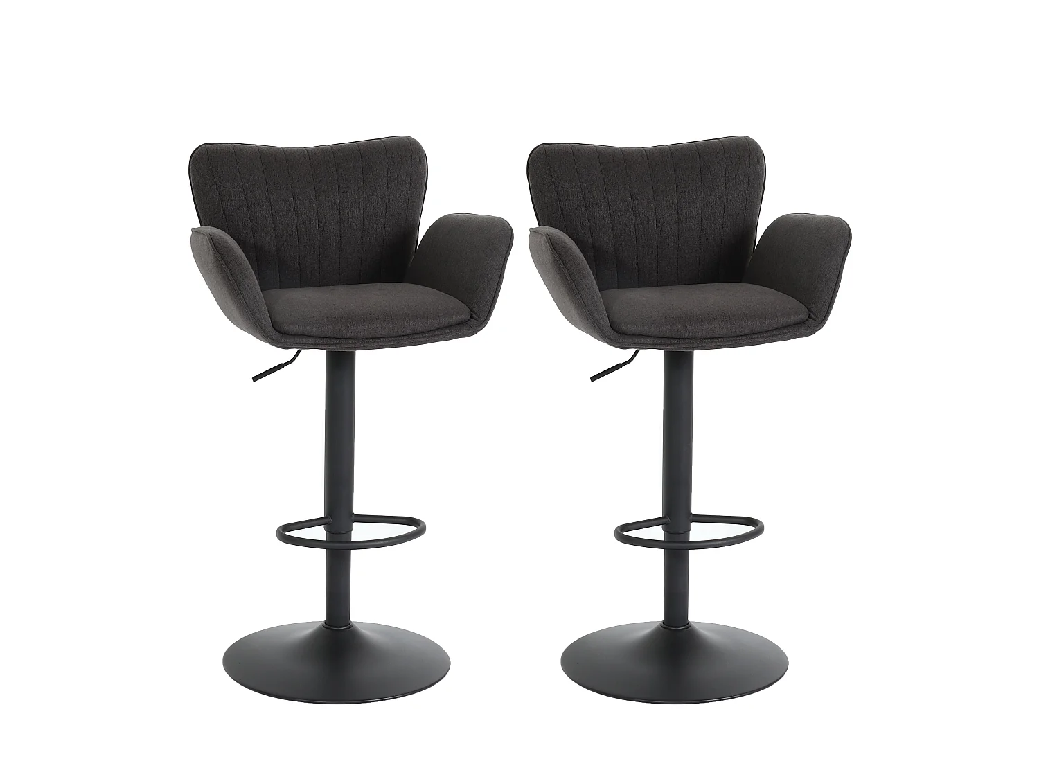 Tabouret de bar MCW-M67 (lot de 2),  gris foncé pied noir