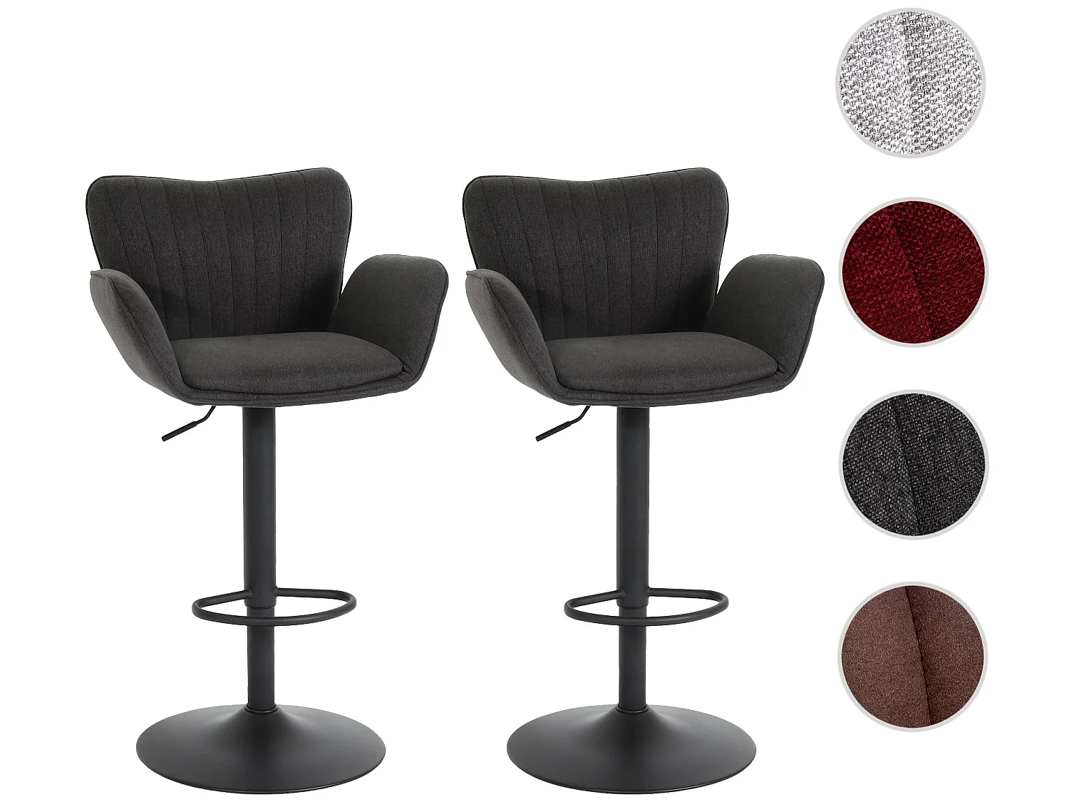 Barhocker MCW-M67 (2er-Set), Dunkelgrau Fuß schwarz