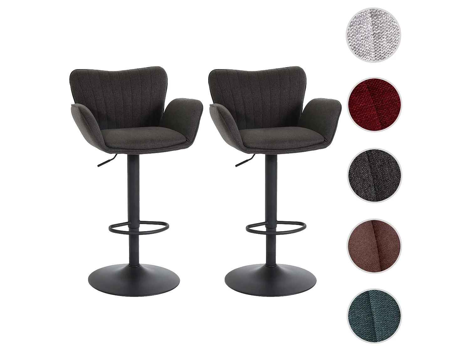 Stołki barowe MCW-M67 (zestaw 2 szt.),  ciemnoszary, czarna podstawa