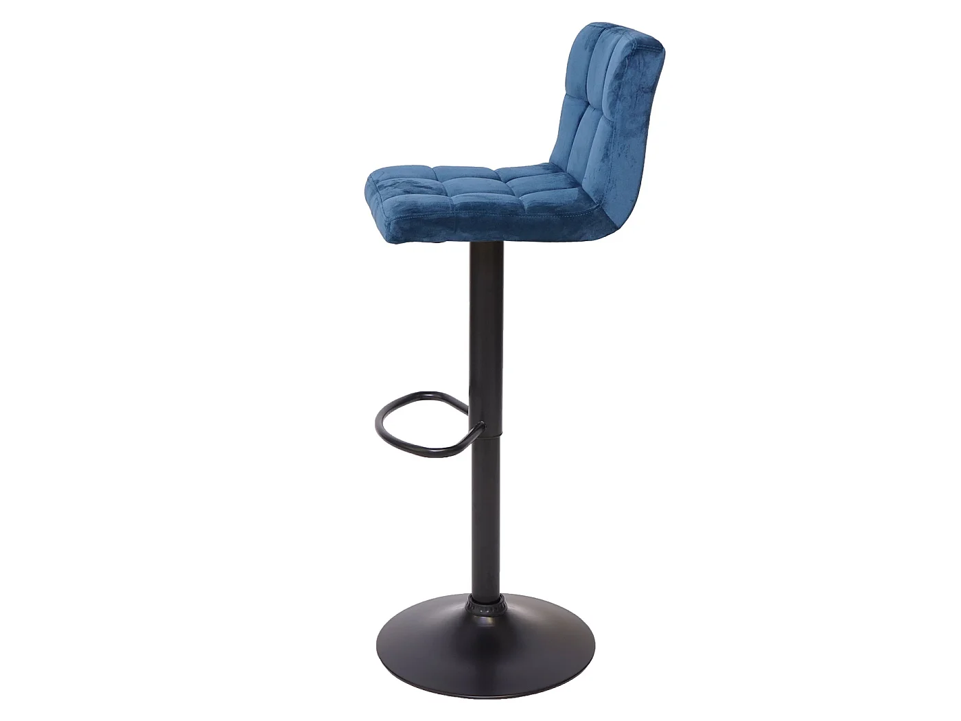Tabouret de bar MCW-G87 (lot de 2),  velours pétrole, pied noir