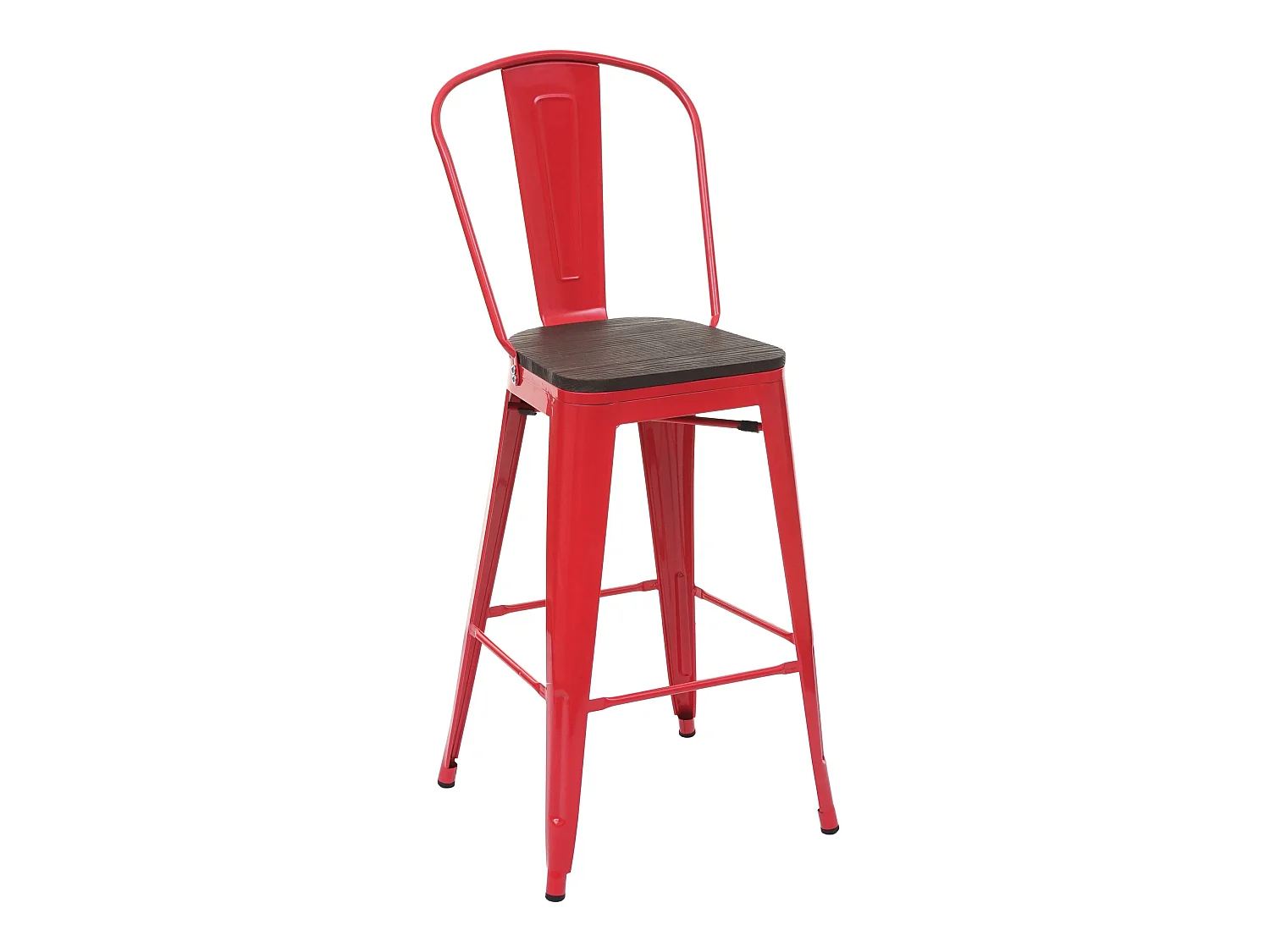 Tabouret de bar MCW-A73, assise en bois incluse,  rouge