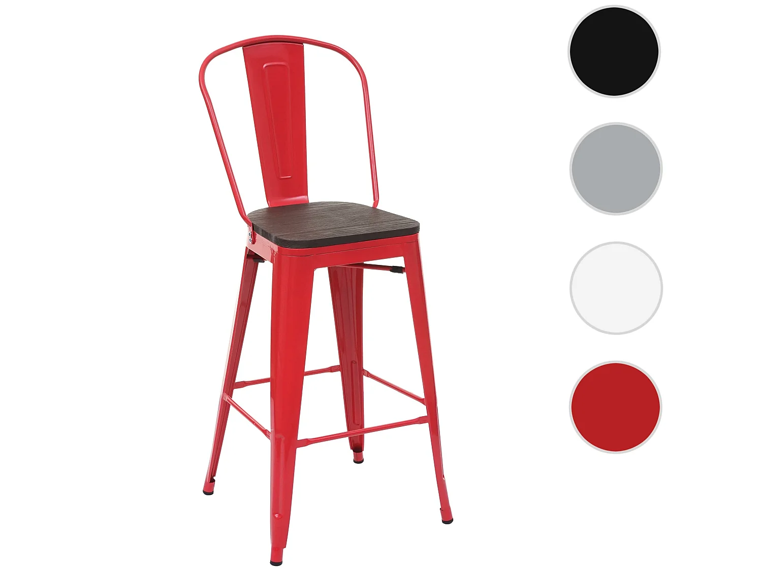 Barkruk MCW-A73 incl. houten zitting,  rood