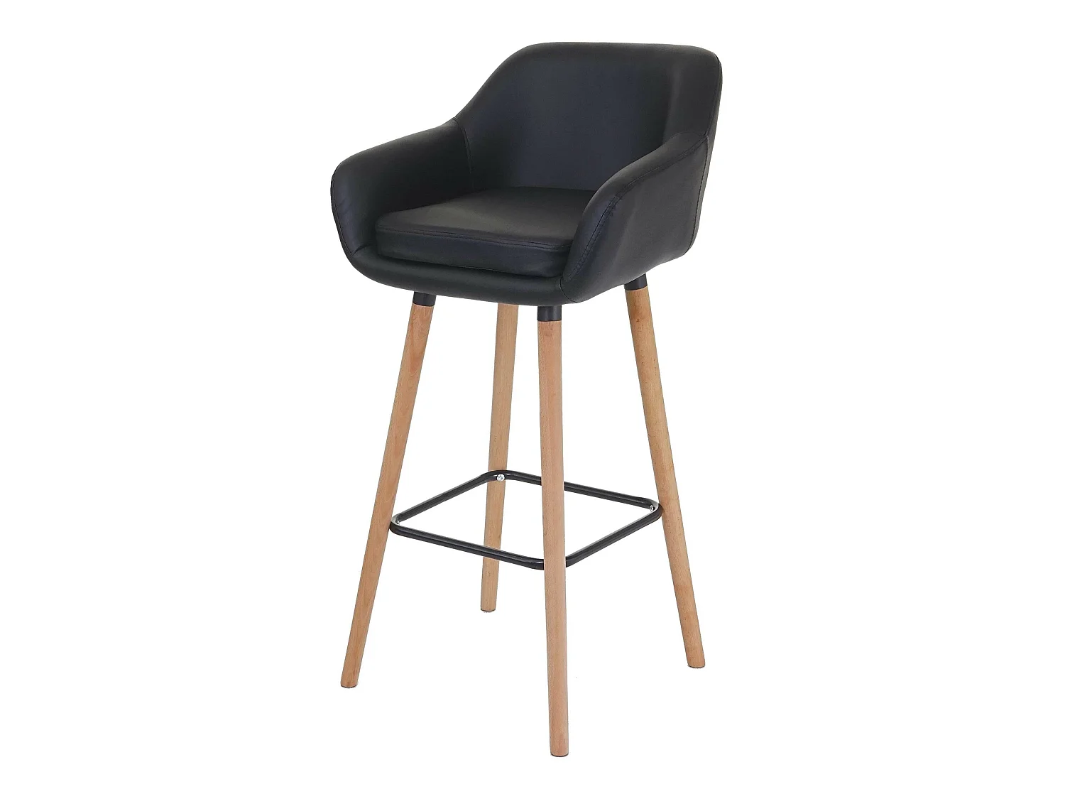 Tabouret de bar Vaasa T381,  simili cuir, noir