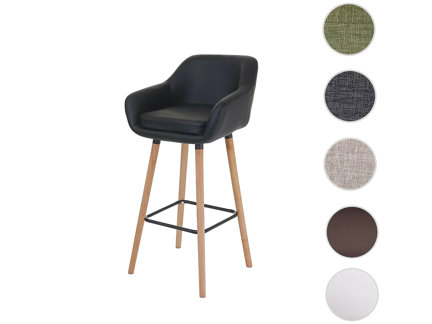 Barhocker Vaasa T381, Kunstleder, schwarz