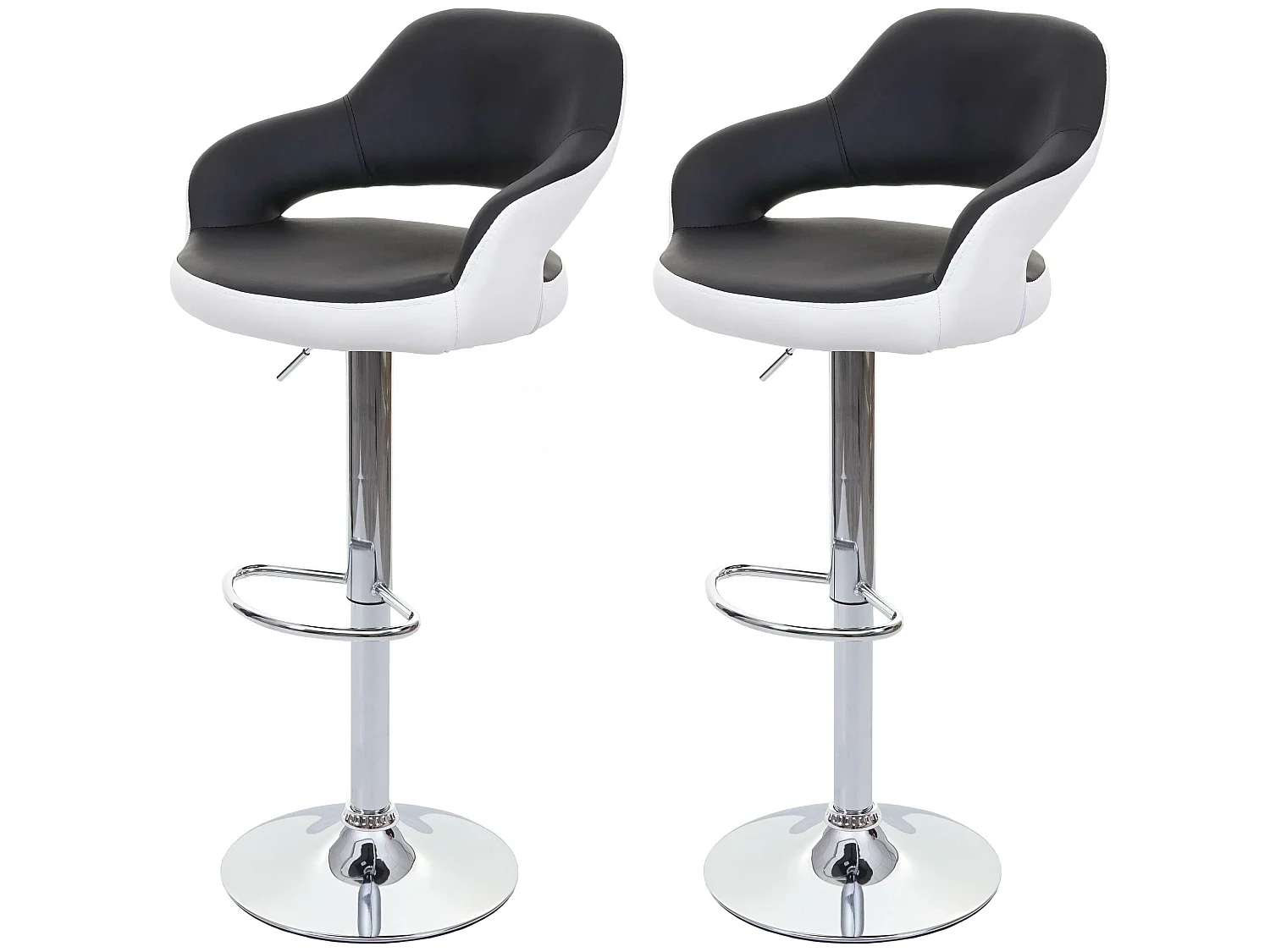 Barkruk MCW-F16 (set van 2),  zwart-wit