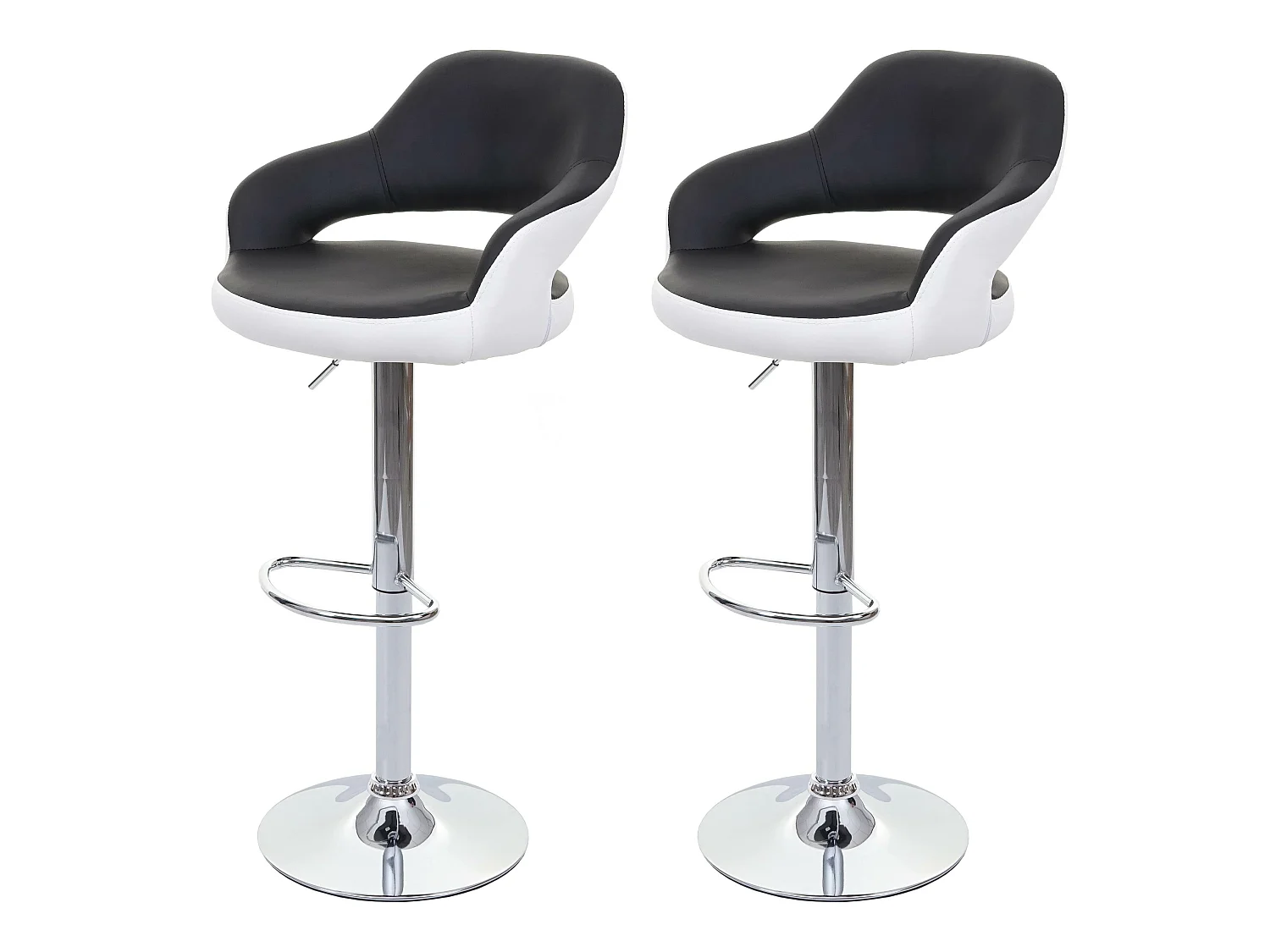 Tabouret de bar MCW-F16 (lot de 2),  noir/blanc