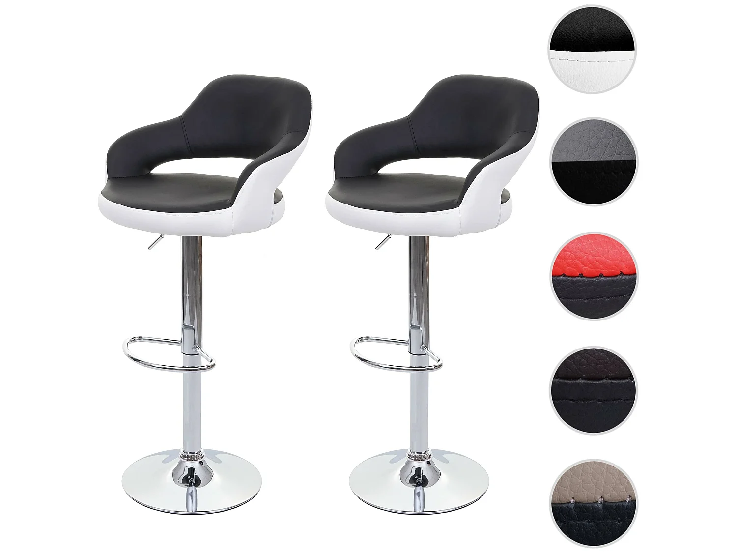 Stołek barowy MCW-F16 (zestaw 2 szt.),  czarno-biały