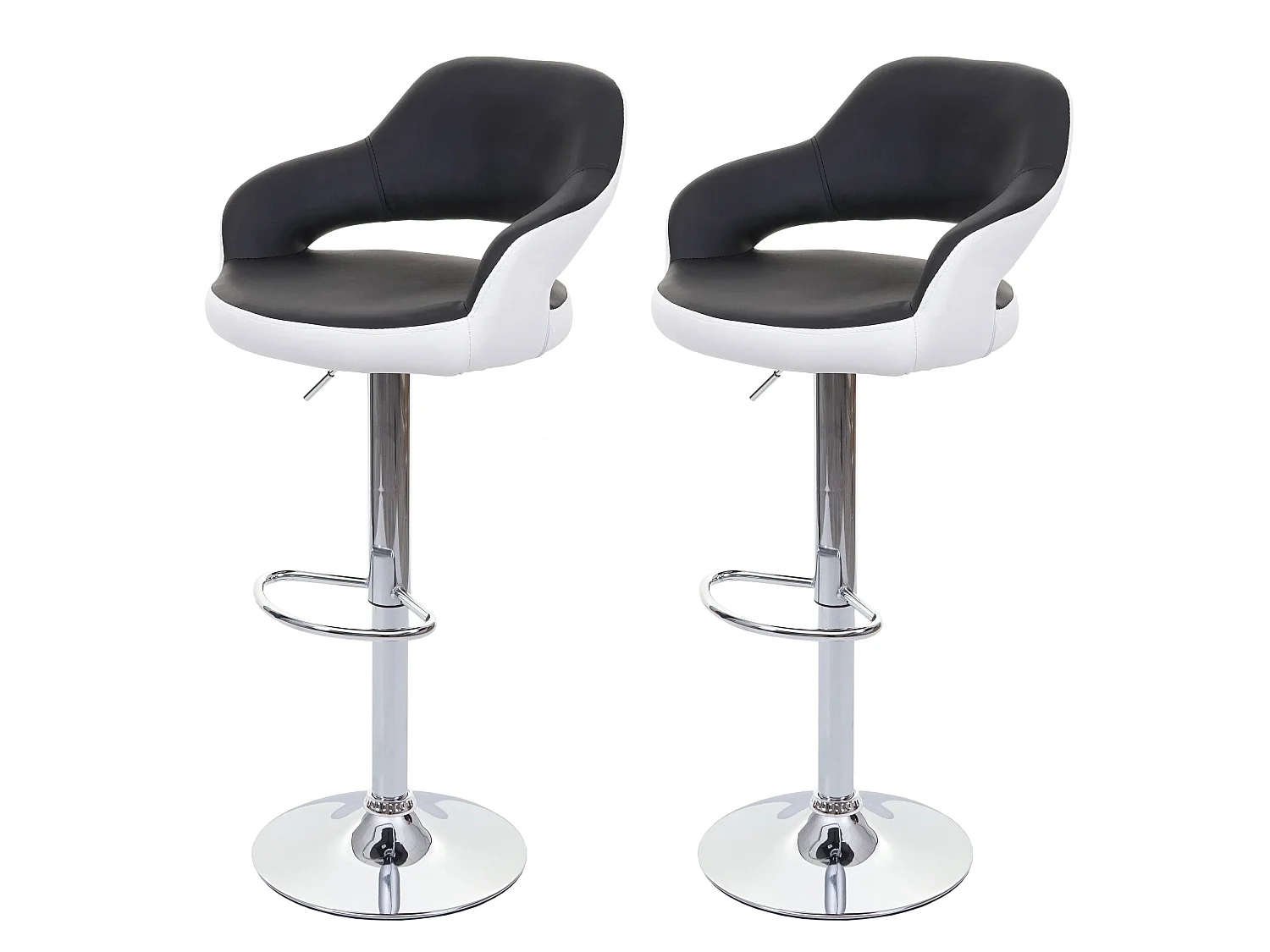 Stołek barowy MCW-F16 (zestaw 2 szt.),  czarno-biały