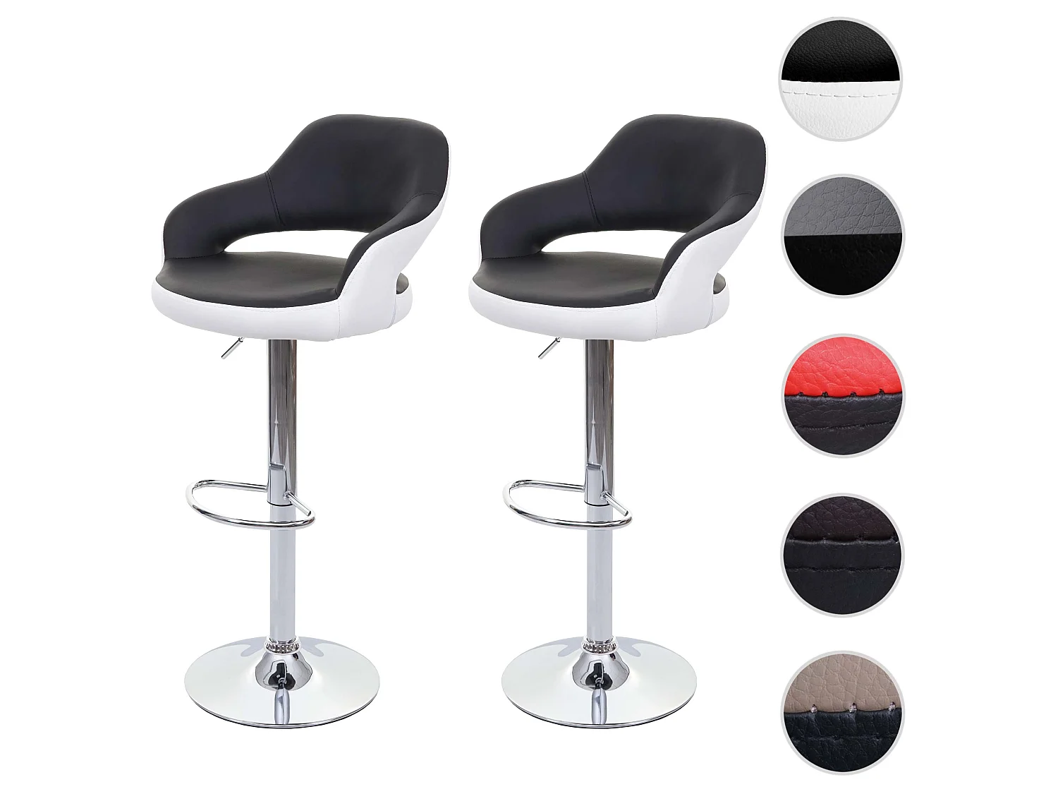 Stołek barowy MCW-F16 (zestaw 2 szt.),  czarno-biały